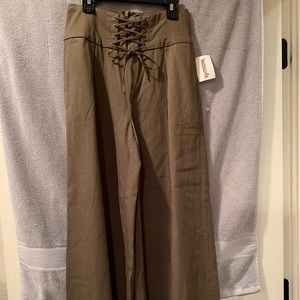 Paige-Charisma Lace-Up Wide Leg Pants, Spring Moss